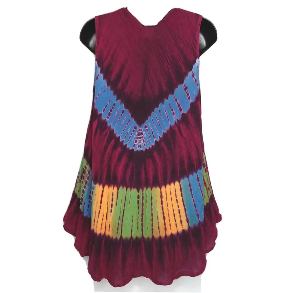 Karma Circle Tie Dye Tunic Top Dress One Size OS Floral Beach Boho Hippie USA - Picture 5 of 7